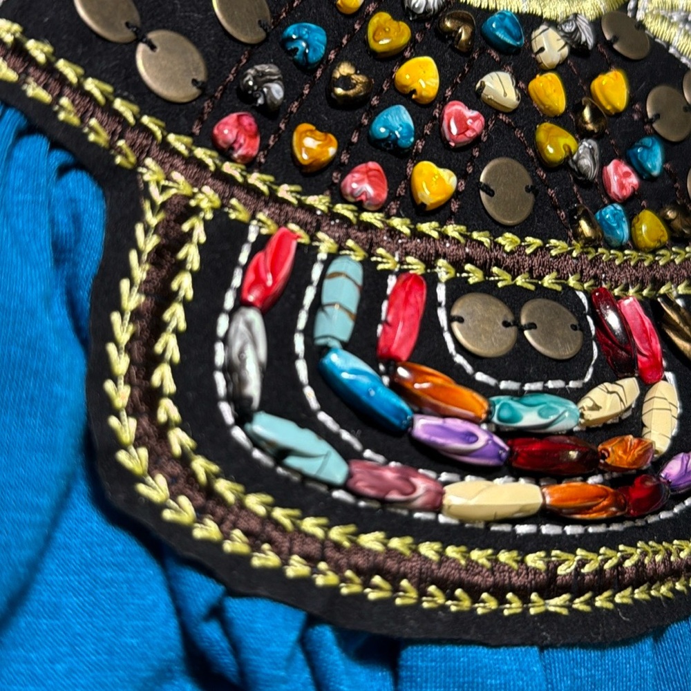 Fresh Brewed Blue Embellished Pleated Tank Top - Picture 6 of 9